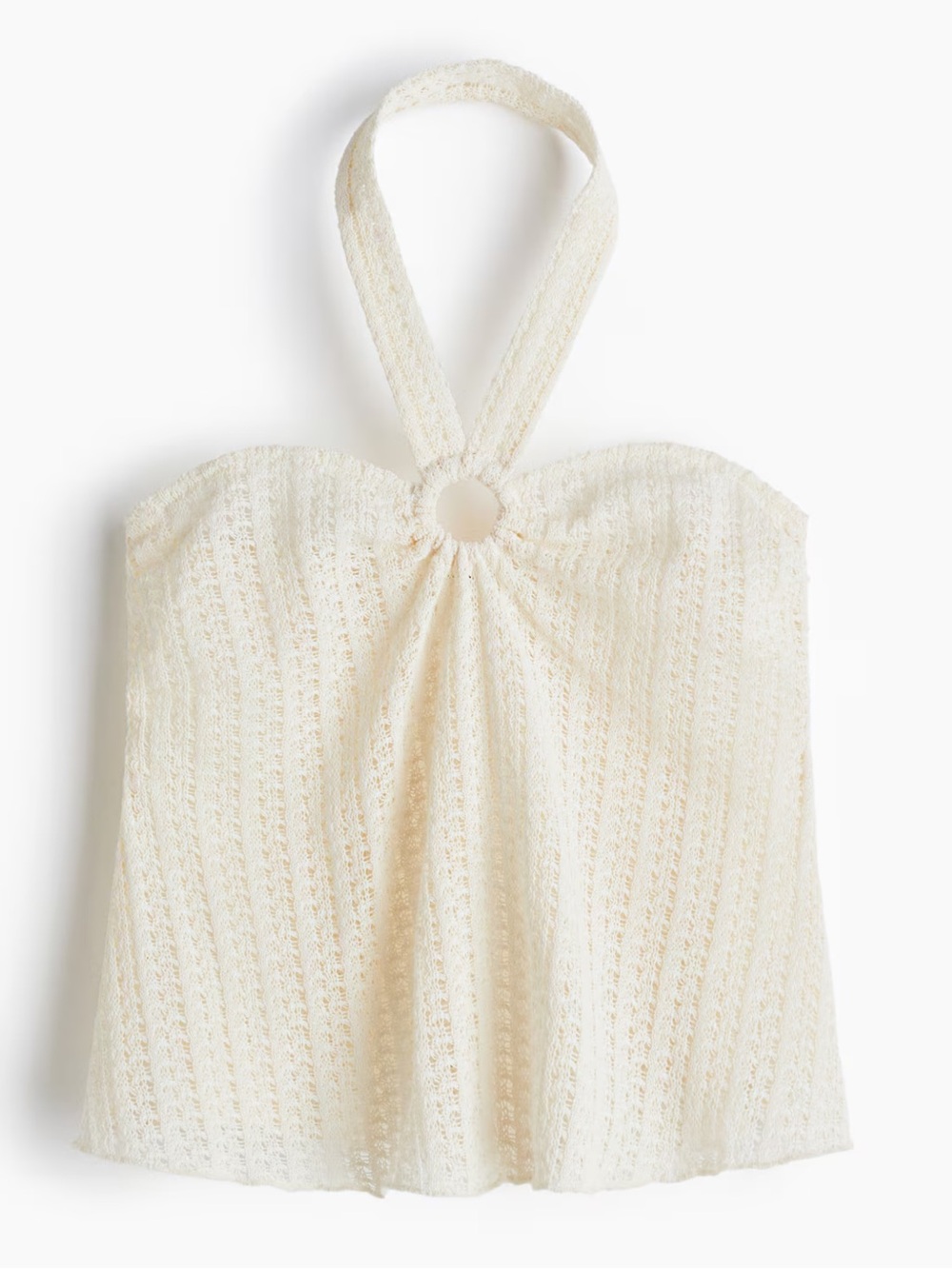 H&M Cream Knit Tote with Ring Handle
